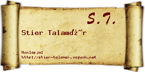 Stier Talamér névjegykártya